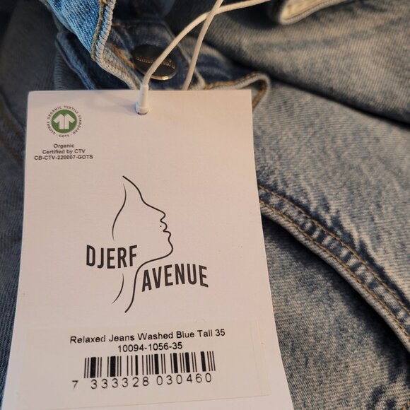 NEW  DJERF AVENUE Women's Relaxed Jeans Washed Blue - Tall Size 35 - Picture 5 of 6